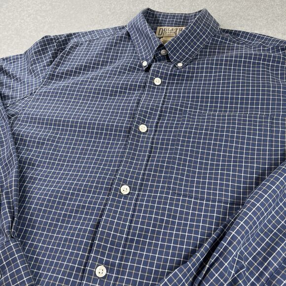 Duluth Trading Mens XL Blue Windowpane Plaid Button Down Long Sleeve Shirt Trim - Picture 2 of 8